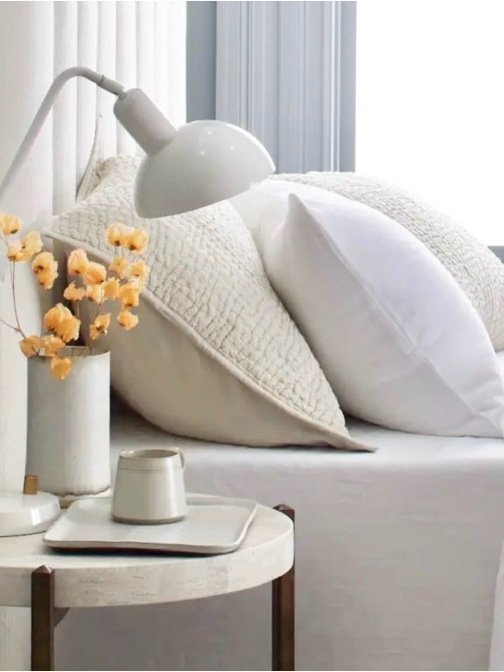 NWT Quince European Linen Cotton Stitch Quilted Sham Set in Natural Set of 2 - Picture 5 of 9
